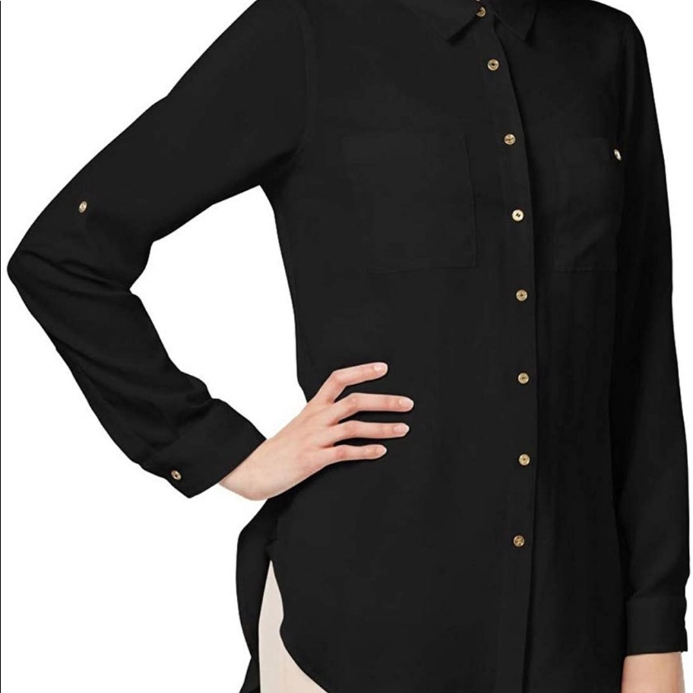 NWOT CALVIN KLEIN Roll Sleeve Tunic Blouse
